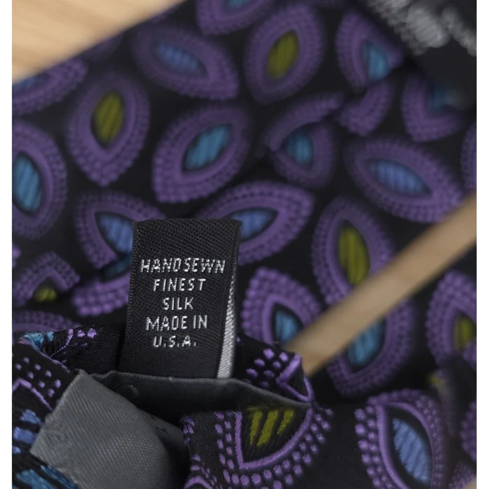 Robert Talbott Best Of Class Black Purple Cats Eye Silk Neck Tie 3.75